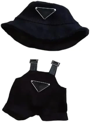17cm Clothes Set(NO Doll), Hat & Overalls Set For 17cm Accessories Suit, Cute Clothes For Dress Up Unique Style (Black1)