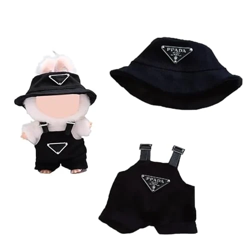 Clothes For Labubu(NO Doll) , Hat & Overalls Set For Labubu Clothes 15cm/17cm Doll Accessories Suit, Doll Outfit Stylish Doll Clothes For Doll (Black) 1 Clothes For Labubu(NO Doll) , Hat & Overalls Set For Labubu Clothes 15cm/17cm Doll Accessories Suit, Doll Outfit Stylish Doll Clothes For Doll (Black)
