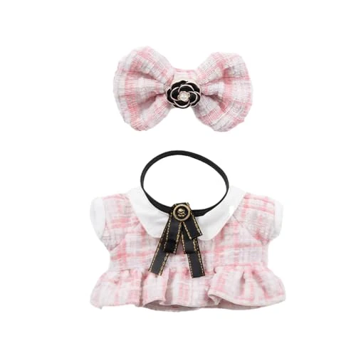 17cm Doll Clothes Set (No Doll), 3 Pieces Dress Outfit Set For 6.7inch Doll Suit, Luxury Chic Hat & Clothes Accessories For 1st/2nd/3rd Gen Doll Play & Display (Pink A)