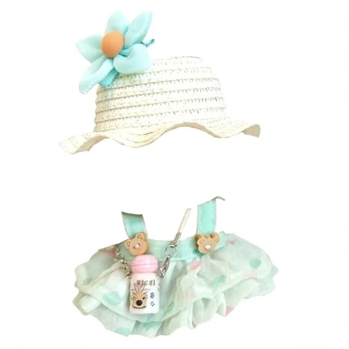 Generic Clothes Compatible With Labubu Doll 17&15 Cm Dress Up Clothing Accessories With Fashion Skirt And Hat For Dolls(Green)