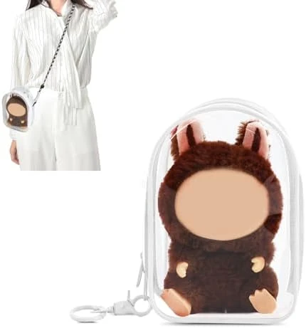 Protective Case For Plush Doll, Clear Hanging Display Case, Crossbody Doll Storage Bag, PVC Storage Case Cover For Figures, Dolls (Pink) 10 Protective Case For Plush Doll, Clear Hanging Display Case, Crossbody Doll Storage Bag, PVC Storage Case Cover For Figures, Dolls (Pink) - Image 10