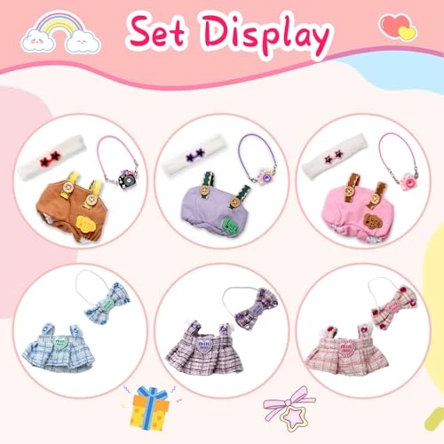 Doll Outfit Set For 17cm Dolls, 2 Piece Clothes Set For Doll, Premium Fashion Dresses For Dolls Accessories Suit (NO Doll) (Pink) 6 Doll Outfit Set For 17cm Dolls, 2 Piece Clothes Set For Doll, Premium Fashion Dresses For Dolls Accessories Suit (NO Doll) (Pink) - Image 6