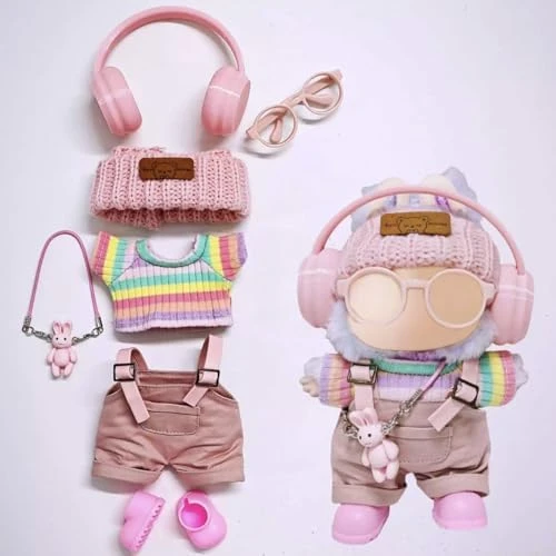 Clothes For 17cm Doll Accessories,Outfits For Labubu,Knit Black And White Sweaters, Beanie Hats And Sunglasses,2 Sets No Doll 6 Clothes For 17cm Doll Accessories,Outfits For Labubu,Knit Black And White Sweaters, Beanie Hats And Sunglasses,2 Sets No Doll - Image 6