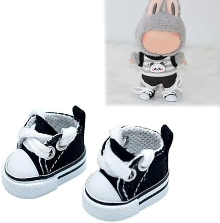 Mini Doll Shoes, 1 Pair Cute Lace Up Canvas Sneakers Compatible For 17cm/15cm Doll Shoes Toy Outfit Accessories(Black) 7 Mini Doll Shoes, 1 Pair Cute Lace Up Canvas Sneakers Compatible For 17cm/15cm Doll Shoes Toy Outfit Accessories(Black) - Image 7
