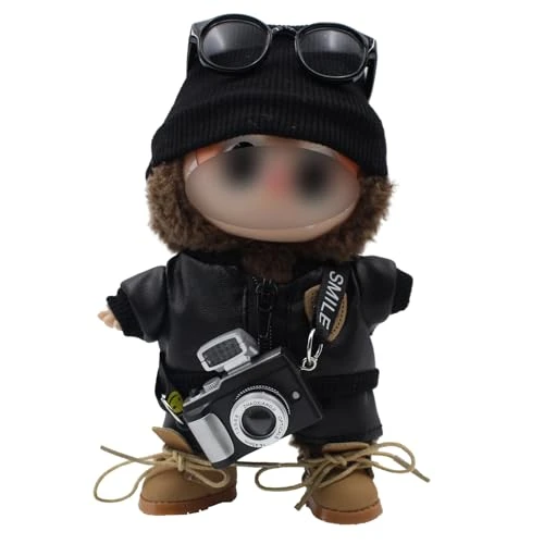 Original Design 17cm Doll Clothes Outfit Set For Labubu Boy With Hat,Jacket,Pants,Glasses,Shoes(NO Doll)