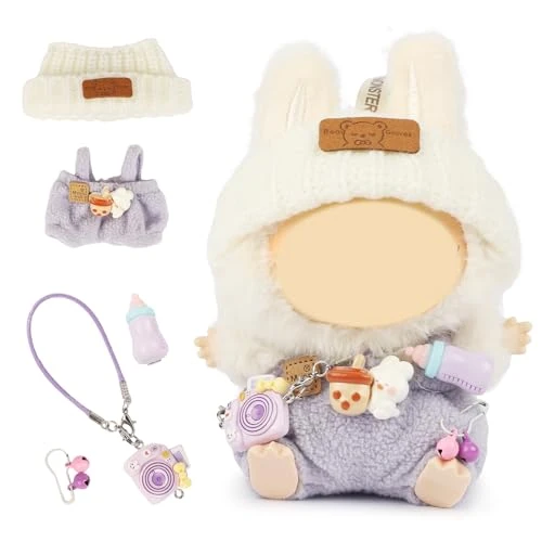 Doll Clothes For Labubu, 17cm/15cm Dolls Outfit Set , Luxury Chic Style High-End Fashion Suitable Doll Accessories (No Doll)(Purple)