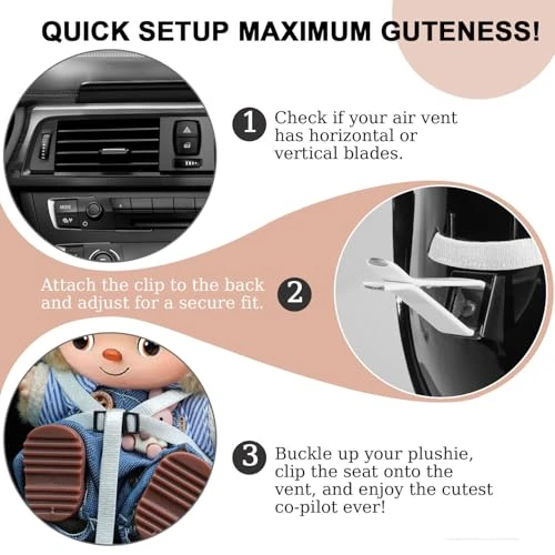 Doll Car Seat Compatible With Labubu, Vent Clip For 10-17cm Blind Box Toys, Secure Doll Seat With Adjustable Safety Strap & Airflow-Friendly Design, Car Decor (Doll Not Included)(Black) 4 Doll Car Seat Compatible With Labubu, Vent Clip For 10-17cm Blind Box Toys, Secure Doll Seat With Adjustable Safety Strap & Airflow-Friendly Design, Car Decor (Doll Not Included)(Black) - Image 4