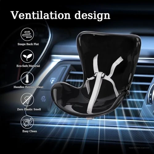 Doll Car Seat Compatible With Labubu, Vent Clip For 10-17cm Blind Box Toys, Secure Doll Seat With Adjustable Safety Strap & Airflow-Friendly Design, Car Decor (Doll Not Included)(Black) 3 Doll Car Seat Compatible With Labubu, Vent Clip For 10-17cm Blind Box Toys, Secure Doll Seat With Adjustable Safety Strap & Airflow-Friendly Design, Car Decor (Doll Not Included)(Black) - Image 3