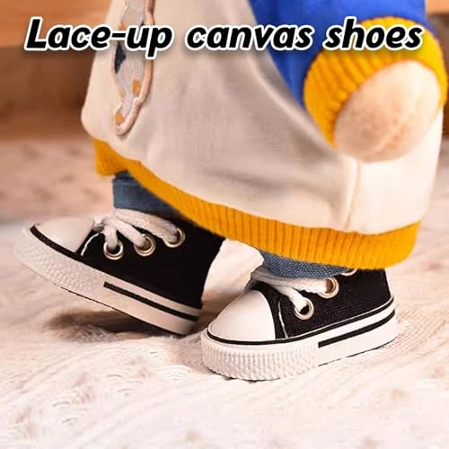 Mini Doll Shoes, 1 Pair Cute Lace Up Canvas Sneakers Compatible For 17cm/15cm Doll Shoes Toy Outfit Accessories(Black) 2 Mini Doll Shoes, 1 Pair Cute Lace Up Canvas Sneakers Compatible For 17cm/15cm Doll Shoes Toy Outfit Accessories(Black) - Image 2