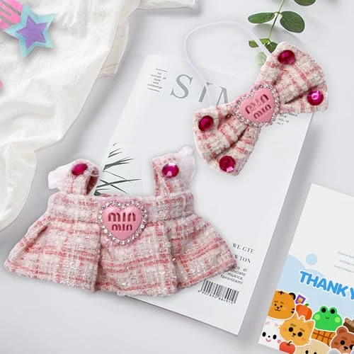 Doll Outfit Set For 17cm Dolls, 2 Piece Clothes Set For Doll, Premium Fashion Dresses For Dolls Accessories Suit (NO Doll) (Pink) 2 Doll Outfit Set For 17cm Dolls, 2 Piece Clothes Set For Doll, Premium Fashion Dresses For Dolls Accessories Suit (NO Doll) (Pink) - Image 2