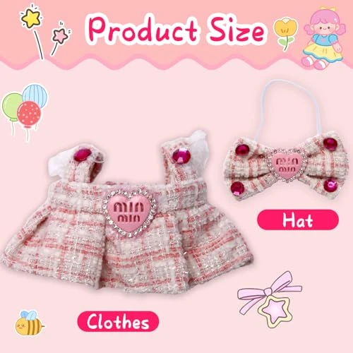 Doll Outfit Set For 17cm Dolls, 2 Piece Clothes Set For Doll, Premium Fashion Dresses For Dolls Accessories Suit (NO Doll) (Pink) 4 Doll Outfit Set For 17cm Dolls, 2 Piece Clothes Set For Doll, Premium Fashion Dresses For Dolls Accessories Suit (NO Doll) (Pink) - Image 4