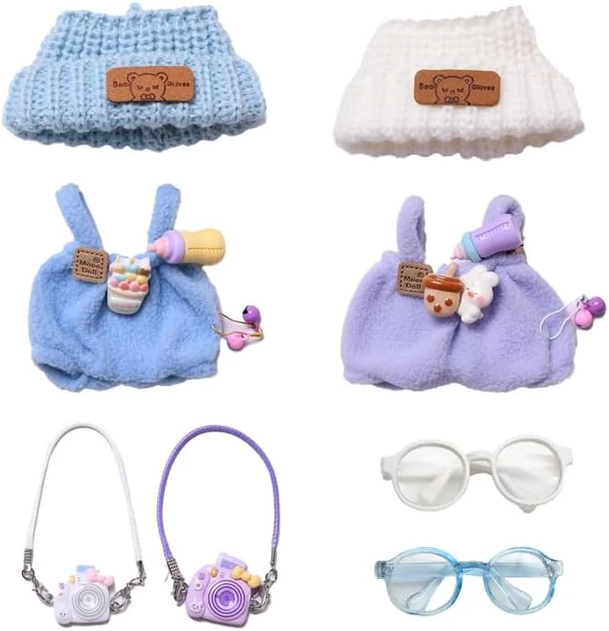 Clothes For 17cm Doll Accessories,Outfits For Labubu,Knit Black And White Sweaters, Beanie Hats And Sunglasses,2 Sets No Doll 14 Clothes For 17cm Doll Accessories,Outfits For Labubu,Knit Black And White Sweaters, Beanie Hats And Sunglasses,2 Sets No Doll - Image 14