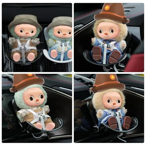 Doll Car Seat Compatible With Labubu, Vent Clip For 10-17cm Blind Box Toys, Secure Doll Seat With Adjustable Safety Strap & Airflow-Friendly Design, Car Decor (Doll Not Included)(Black) 2 Doll Car Seat Compatible With Labubu, Vent Clip For 10-17cm Blind Box Toys, Secure Doll Seat With Adjustable Safety Strap & Airflow-Friendly Design, Car Decor (Doll Not Included)(Black) - Image 2