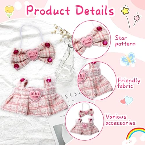 Doll Outfit Set For 17cm Dolls, 2 Piece Clothes Set For Doll, Premium Fashion Dresses For Dolls Accessories Suit (NO Doll) (Pink) 3 Doll Outfit Set For 17cm Dolls, 2 Piece Clothes Set For Doll, Premium Fashion Dresses For Dolls Accessories Suit (NO Doll) (Pink) - Image 3