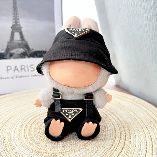 Clothes For Labubu(NO Doll) , Hat & Overalls Set For Labubu Clothes 15cm/17cm Doll Accessories Suit, Doll Outfit Stylish Doll Clothes For Doll (Black) 2 Clothes For Labubu(NO Doll) , Hat & Overalls Set For Labubu Clothes 15cm/17cm Doll Accessories Suit, Doll Outfit Stylish Doll Clothes For Doll (Black) - Image 2